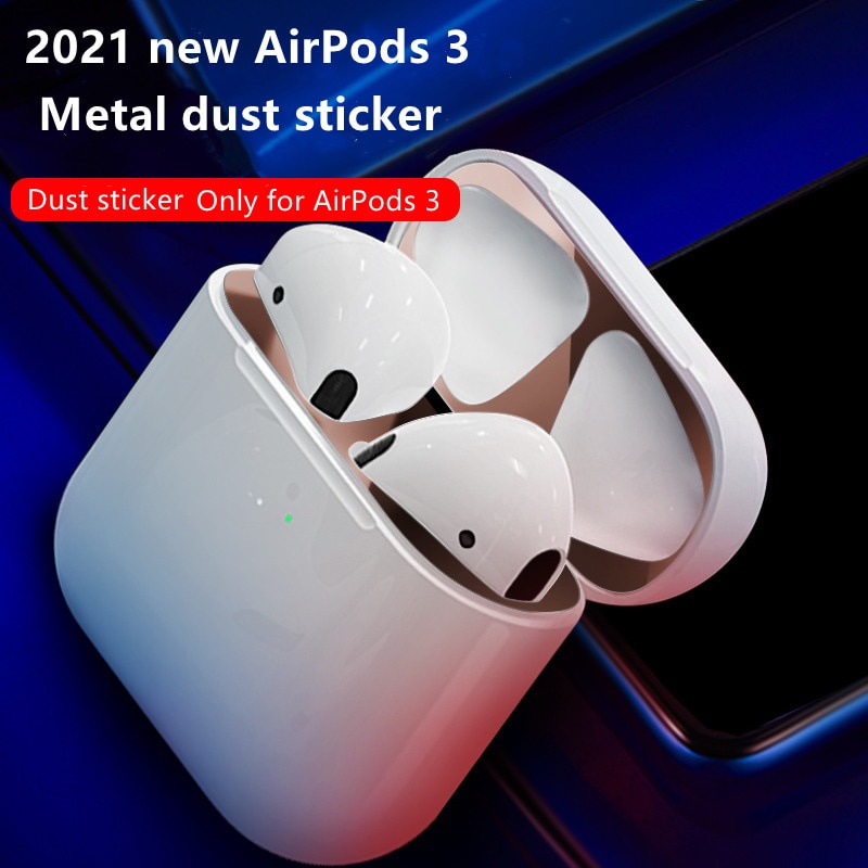 Miếng Dán Kim Loại Chống Bụi Độc Đáo Cho Hộp Sạc Tai Nghe Airpods 3 2021