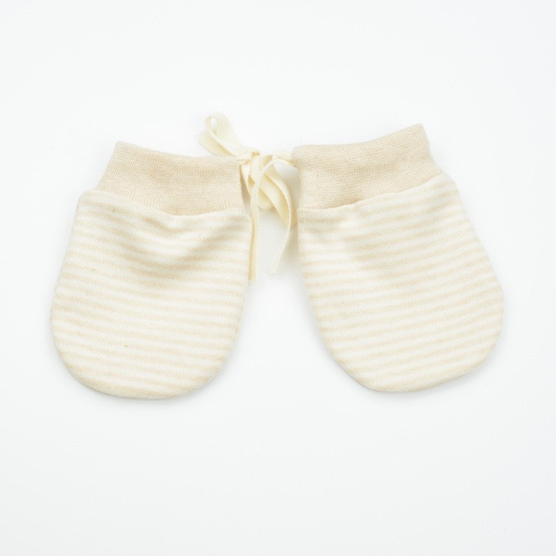 Bao tay cho bé sơ sinh, vải cotton hữu cơ tư nhiên 100% có dây buộc