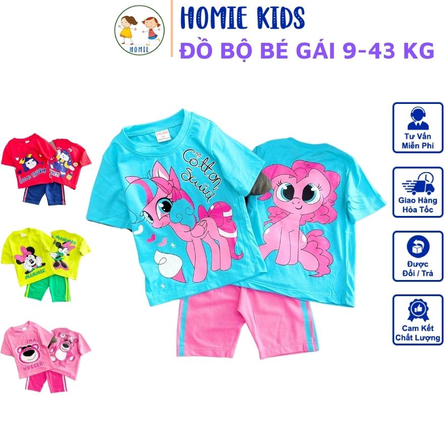Bộ Quần Áo Bé Gái Set Đồ Lửng Ngố Thun Cotton Cho Bé Size Nhí Đại 9-43 Kg Thoáng Mát In Công Chúa Pony Homie Kids