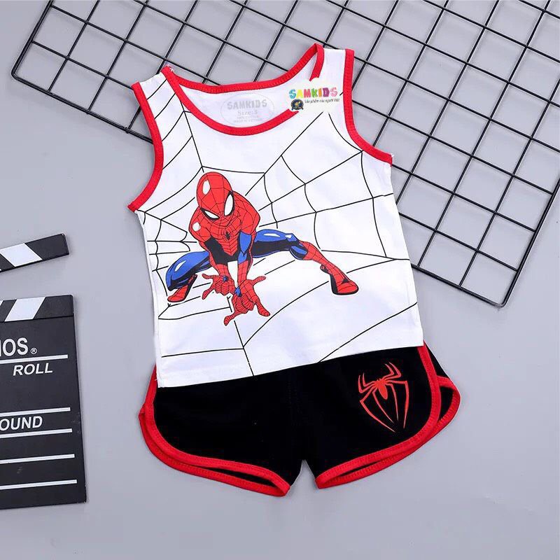 Bộ bé trai sát nách in hình siêu nhân nhện SN2207 Herokids