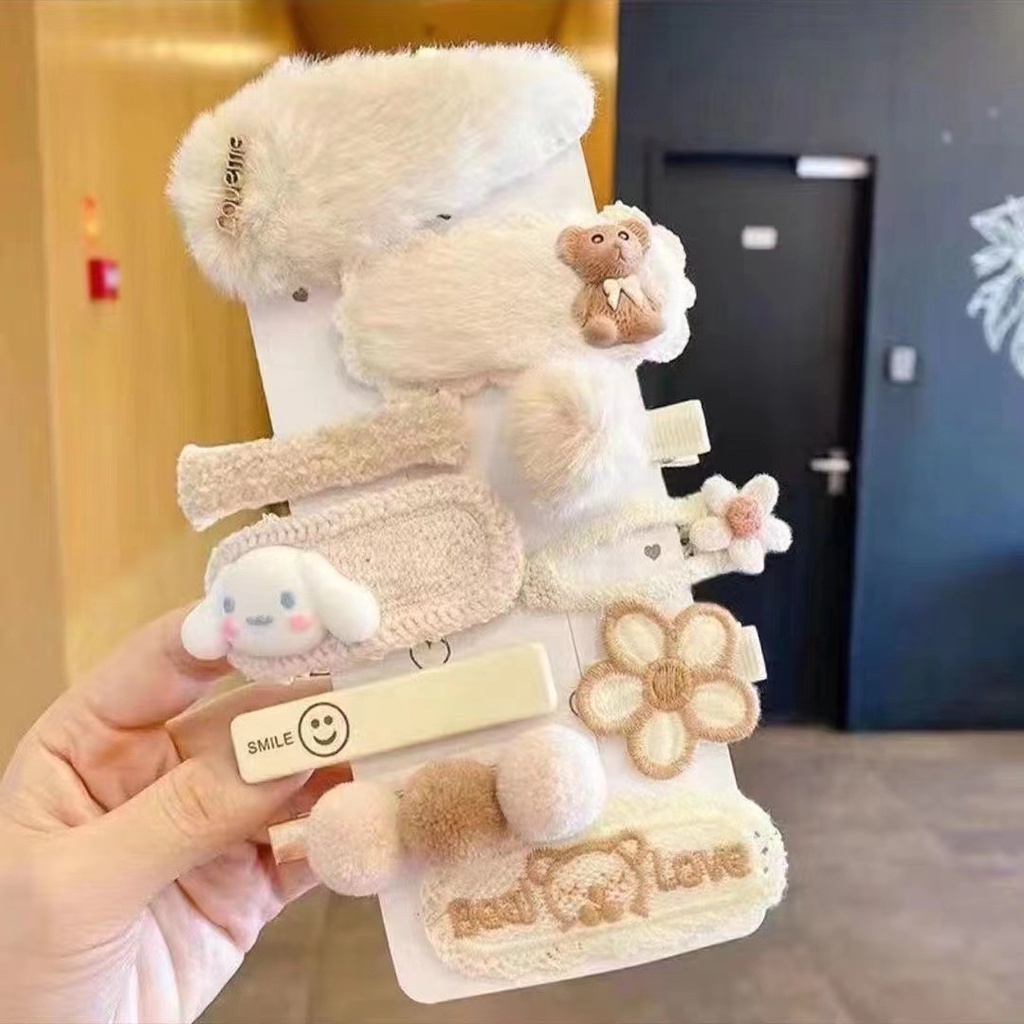 Set 8 - 10 kẹp tóc thu đông phong cách Hàn Quốc dễ thương dành cho bé