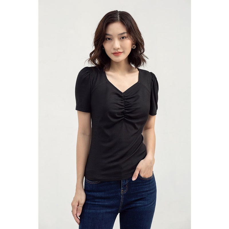 Áo thun tay ngắn cổ tim nhún ngực , chất liệu vải cao cấp, thoải mái Freelancer - FWTS22SS04L