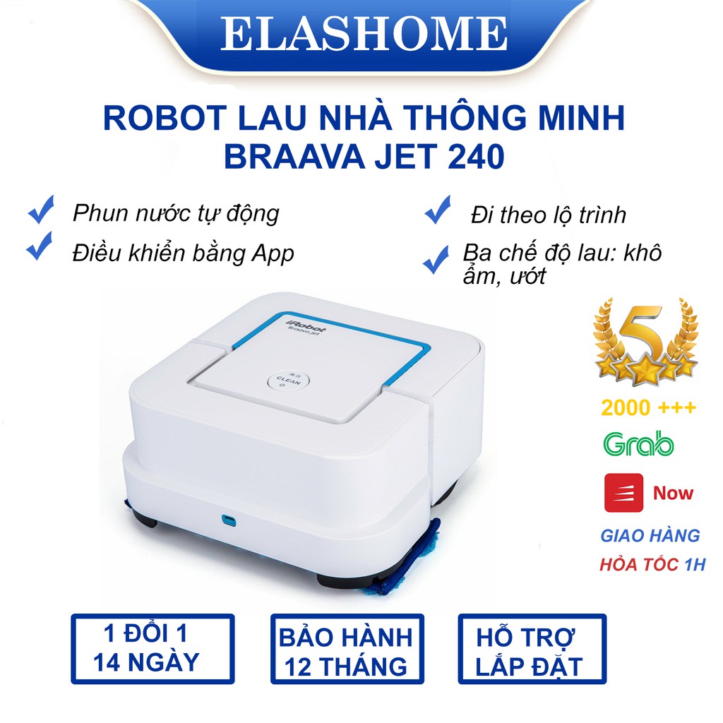 Robot lau nhà thông minh braava jet 240 tự động phun nước, điều khiển qua app điện thoại