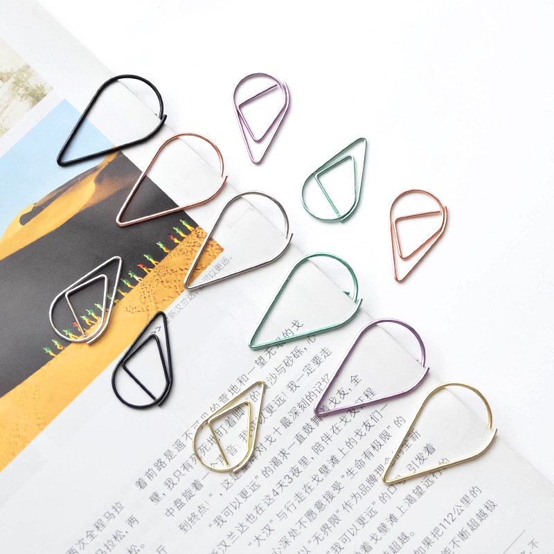 Bộ 10 Kẹp Giấy Kim Loại Hình Giọt Nước