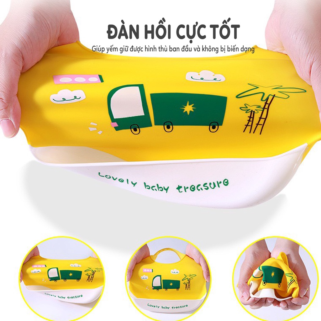 Yếm Ăn Dặm Cho Bé Kichilachi -yếm Ăn Dặm Silicon Có Máng Chất Liệu An Toàn Mềm Mại Có Nhiều Nấc Điều Chỉnh Tiện Lợi