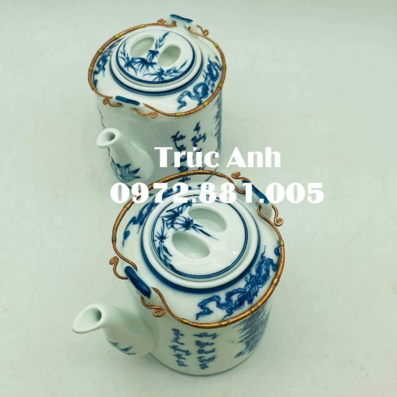Ấm tích vẽ Trúc Lâm men LAM cao cấp
