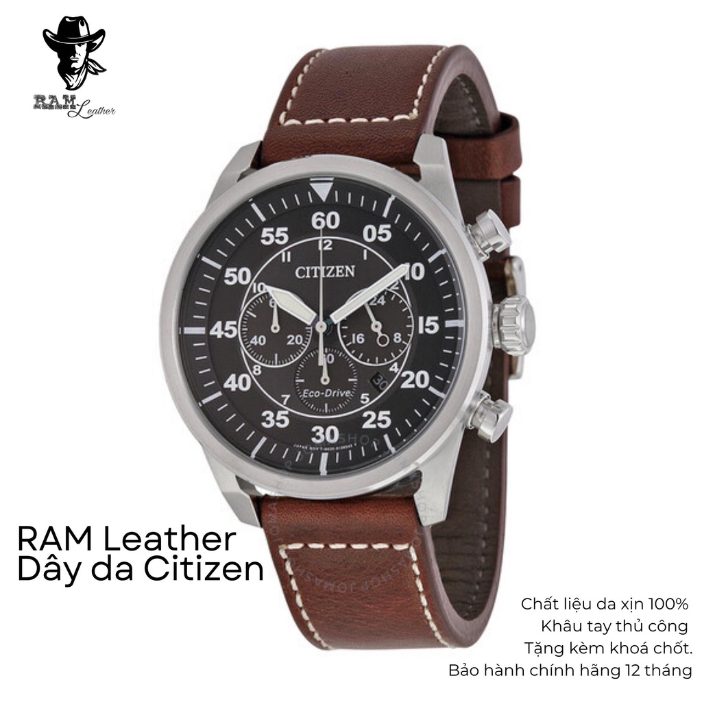 Dây Đồng Hồ Citizen Da Bò Thật - RAM Leather - P1 Bền Đẹp