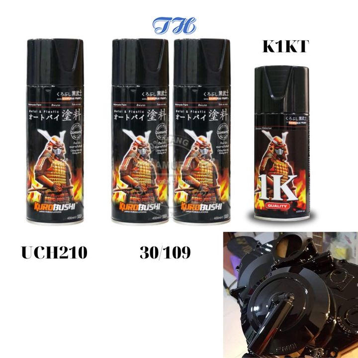 Combo Loại 4 Chai Sơn Samurai Màu Đen Bóng Gồm: UCH210 - 2 Chai 30/109 - K1KT