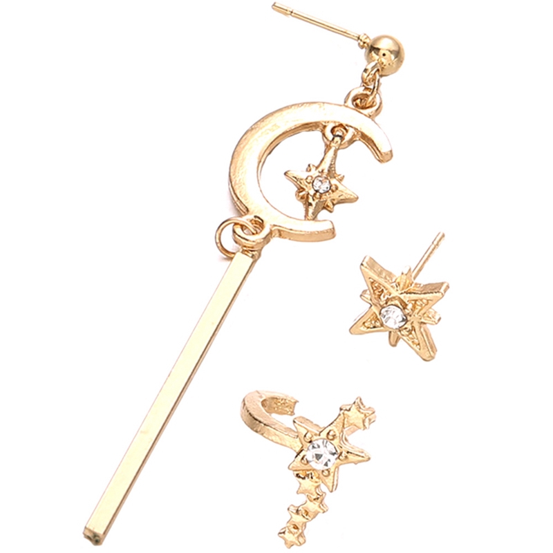 Bông tai hình mặt trăng / ngôi sao đính đá xinh xắn