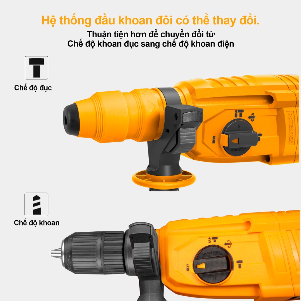 Máy khoan bê tông 3 chức năng 800w INGCO RGH9028-2