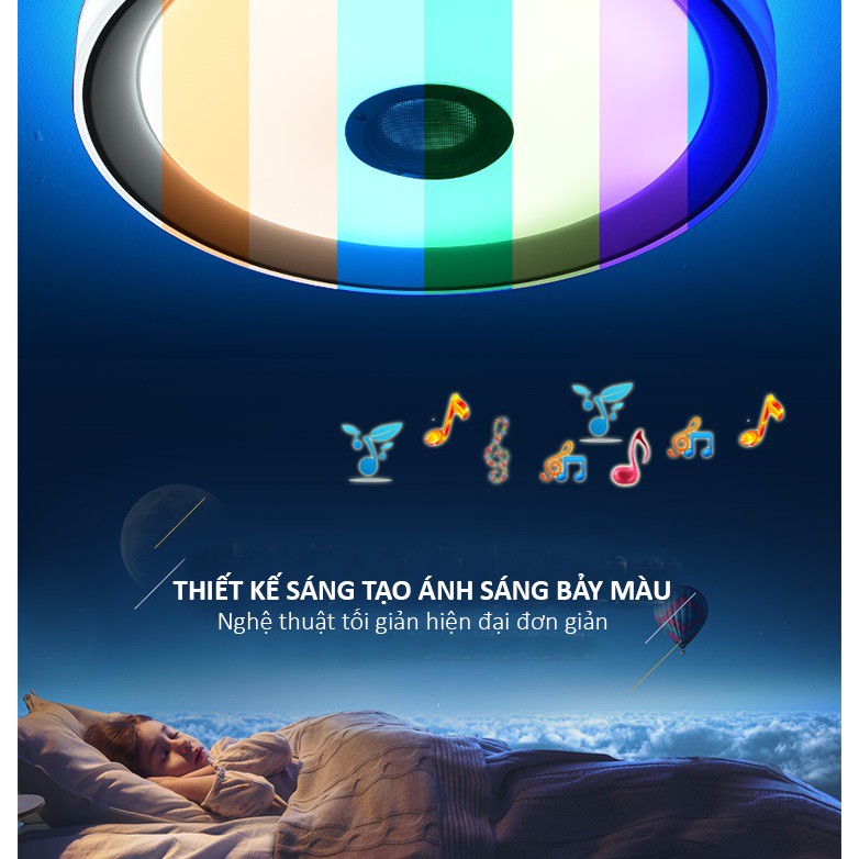 Đèn Ốp Trần 120 LED RGB Tích Hợp Loa Bluetooth Nghe Nhạc Không Dây Kết Nối Điện Thoại Qua APP Cao Cấp