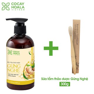 Sữa tắm Gừng nghệ COCAYHOALA  cho mẹ bầu và sau sinh - Phòng cảm, tránh gió, mờ thâm rạn) - Hàng chính hãng chai 300ml