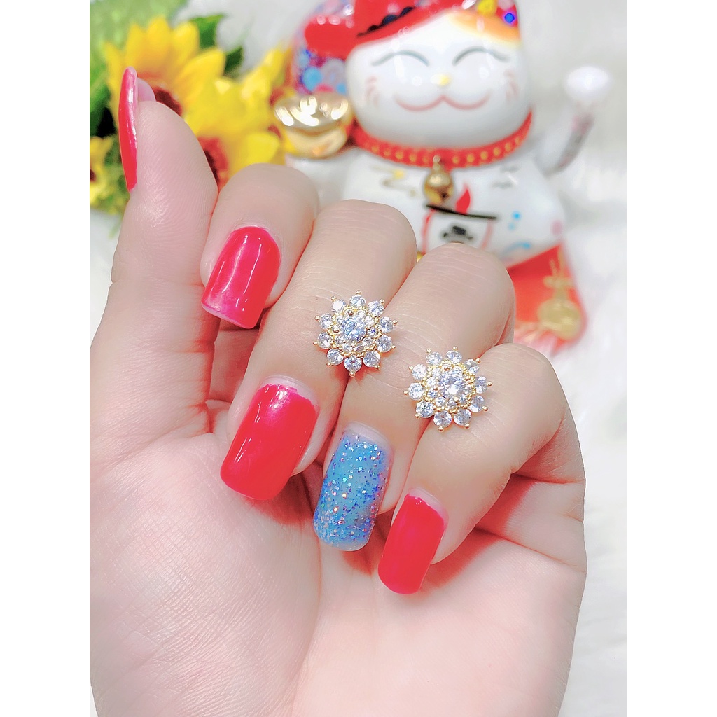 Bông tai nữ đính đá trắng UHA , chuôi cài chắc chắn, kiểu dáng hiện đại, thu hút, sang trọng B1283TCK-96