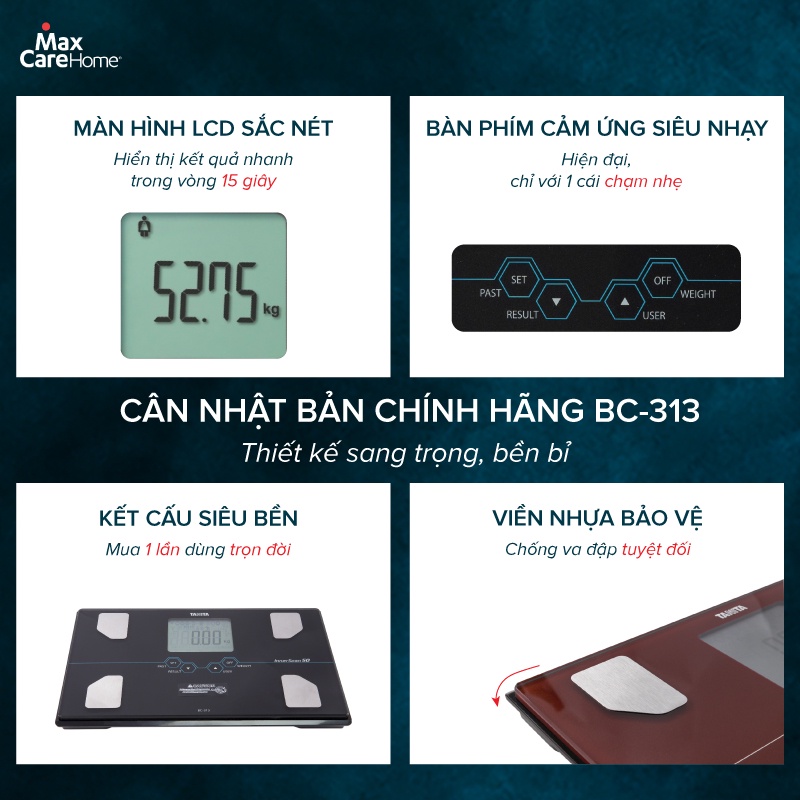 Cân phân tích 10 chỉ số cơ thể Tanita BC313 tự động nhận diện người dùng, chính hãng Nhật Bản