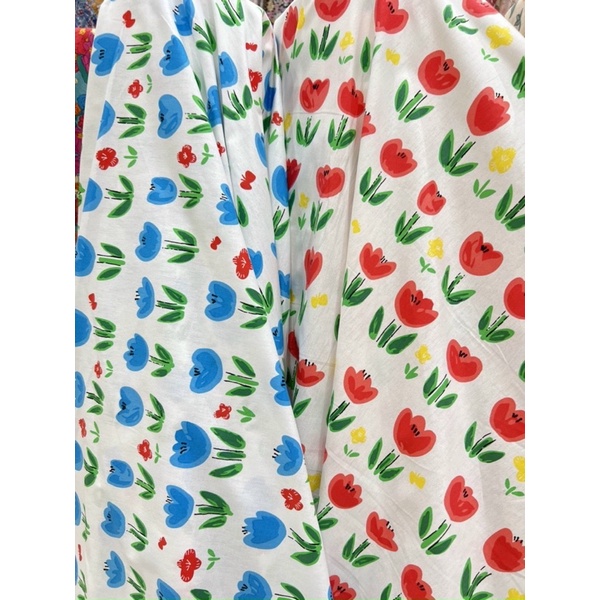 Vải thô cotton mềm mát loại 1 hoa tuy lip hoạt hình xinh xắn