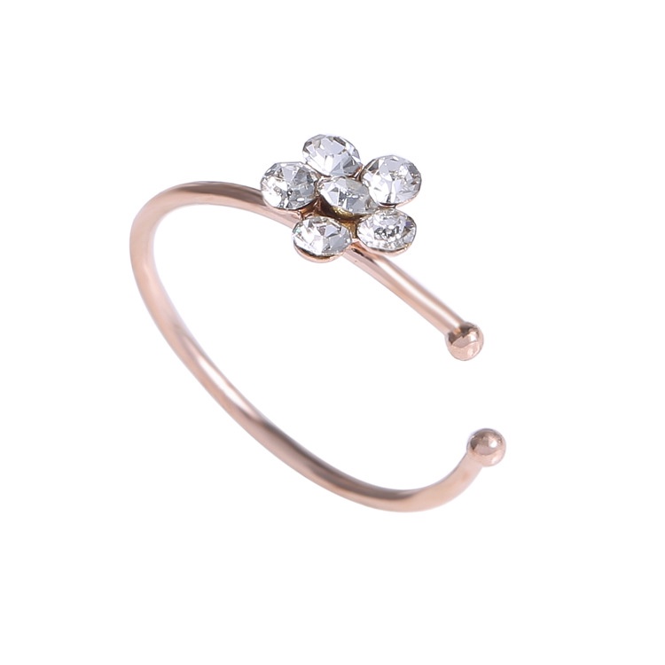 Khuyên mũi giả bạc đính kim cương hình hoa mận