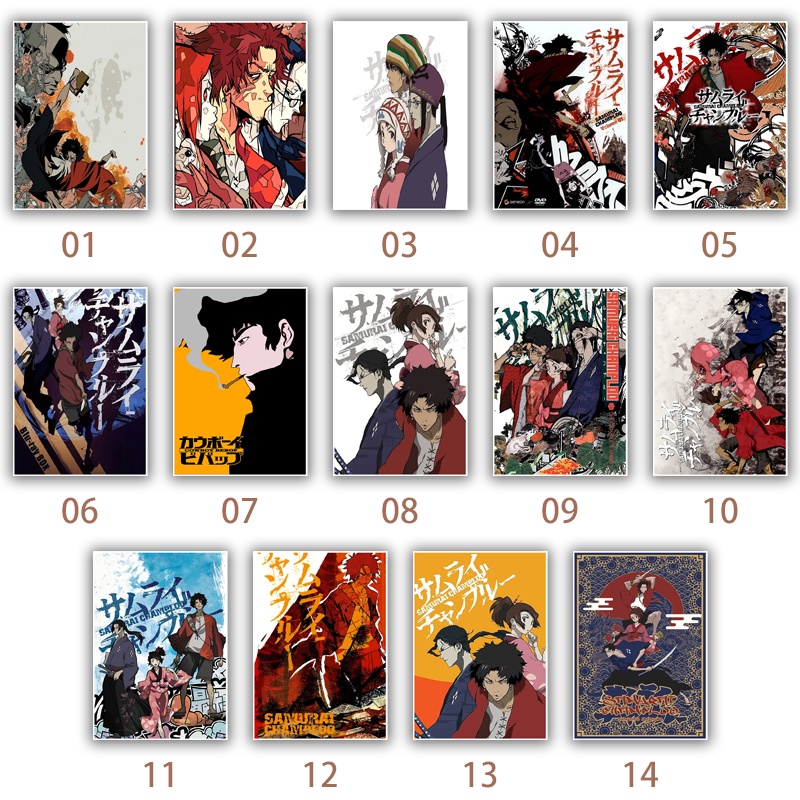 Poster Hoạt Hình samurai champloo Bằng Giấy kraft Chất Lượng Cao Trang Trí Phòng Khách / Quán bar