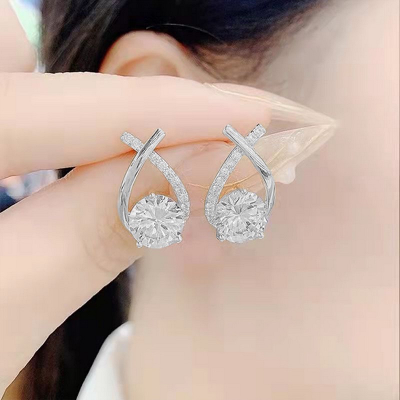 Đôi Khuyên Tai Đính Đá Phong Cách Hàn Quốc Thời Trang Cho Nữ