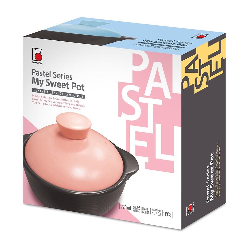 Nồi Đất Nắp Sứ Pastel Ceramic 3 Size Nắp Xanh Dương - Donghwa