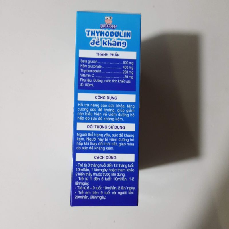 Siro cho bé THYMODULIN ĐỀ KHÁNG - Thymomodulin đề kháng -Beta Glucan - Tăng sức đề kháng cho bé từ 0 tháng tuổi -20 ống