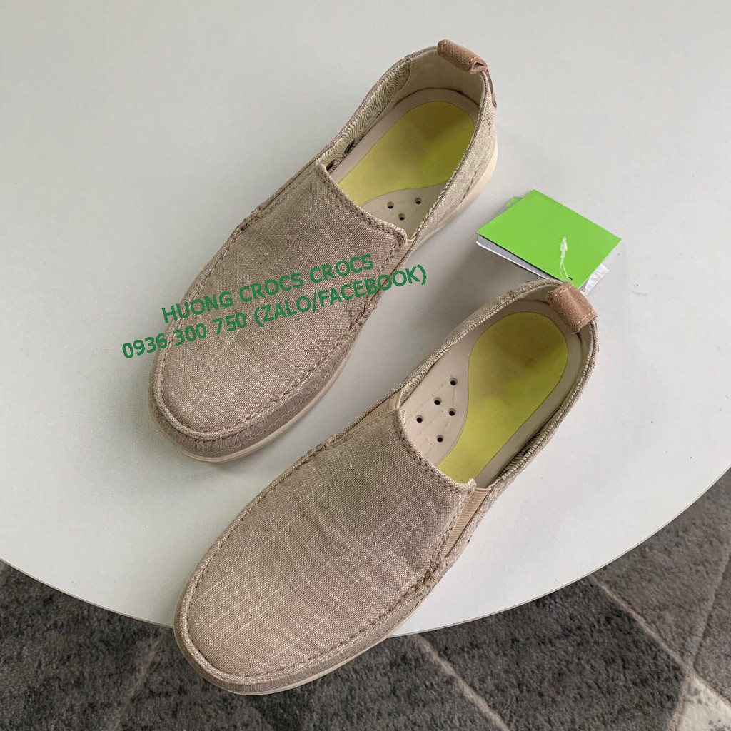 GIÀY LƯỜI C.ROC.S VẢI THÔ WALU CHAMBRAY CHO NAM MÀU KAKI | BigBuy360 - bigbuy360.vn