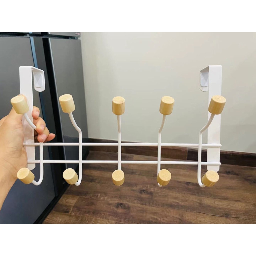 Thanh móc treo quần áo gắn sau cửa-Móc treo quần áo gắn cửa không cần khoan đục ( LOẠI 10 MÓC)