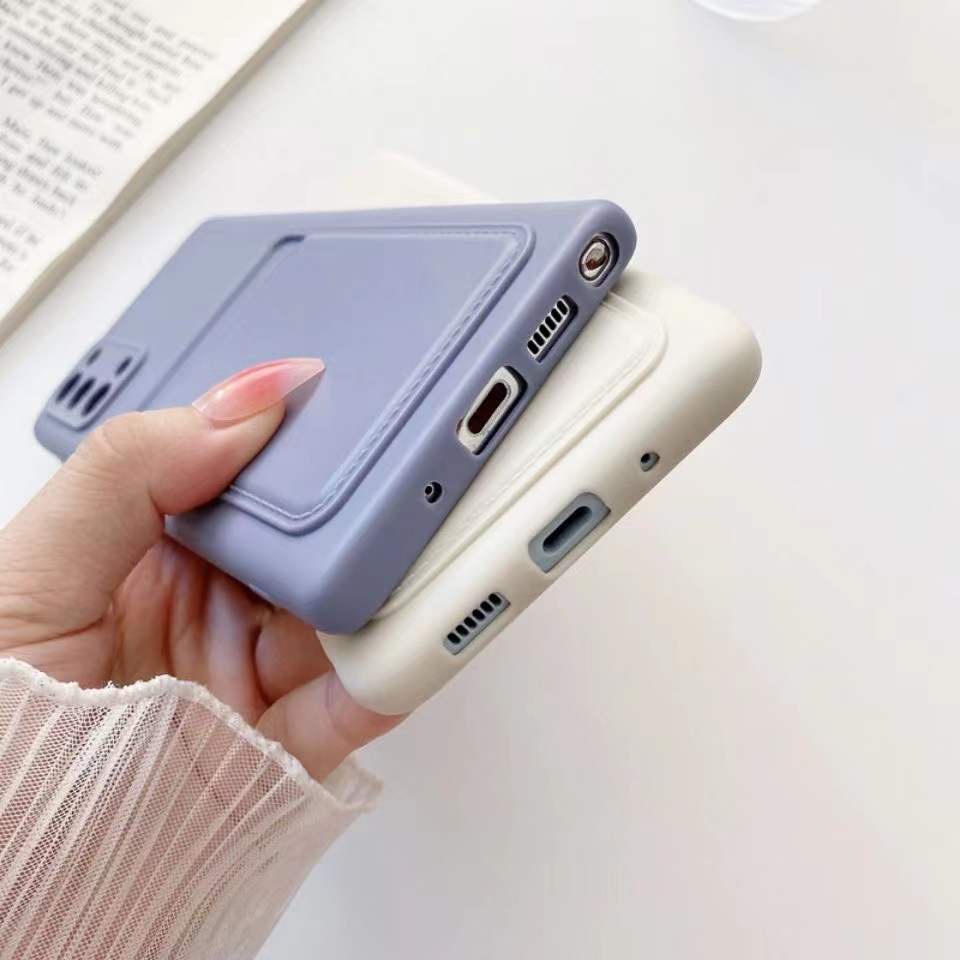 Ốp Điện Thoại Màu Tương Phản Có Ngăn Đựng Thẻ Cho Vivo V21E 4G 5G V20 Y73S 2021 Y20 Y20I Y12S Y20S Y11S Y12A Y21 Y21S Y33S