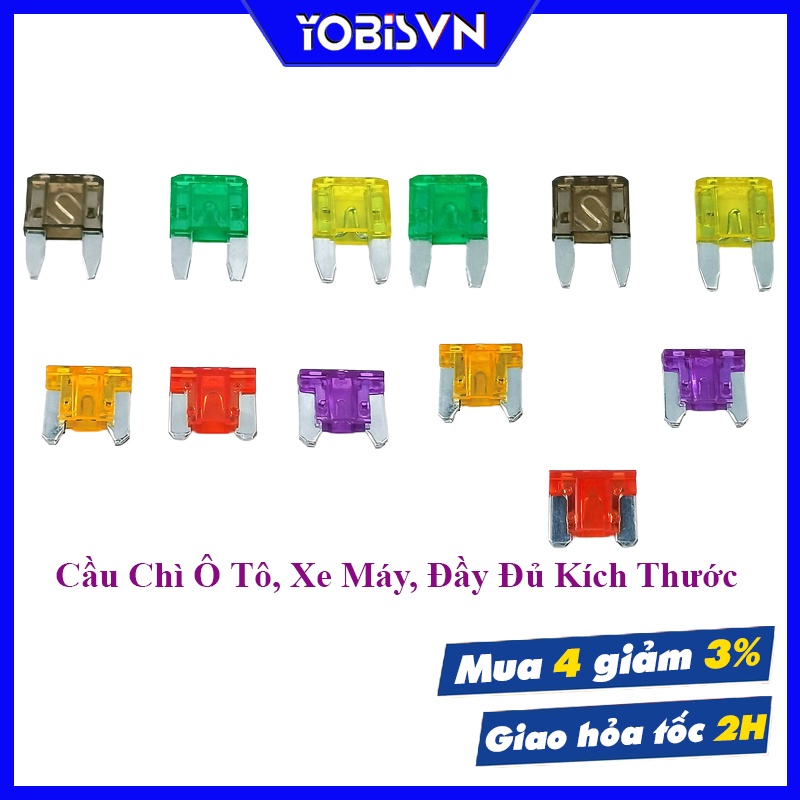 Cầu Chì Ô Tô, Xe Tải Đủ Kích Thước Tiêu Chuẩn Mini, Small, Medium