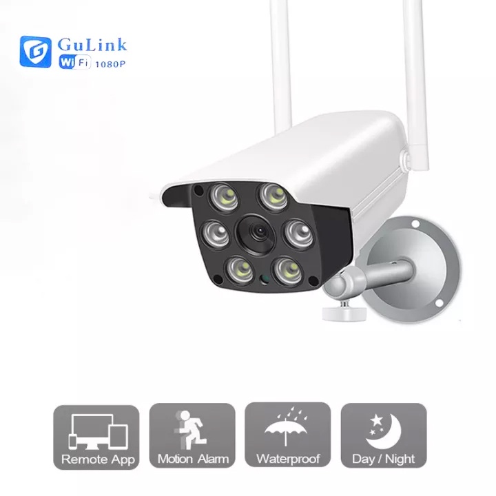 Camera IP wifi ngoài trời Gulink GLT506 FullHD 1080P đàm thoại 2 chiều - đèn flash màu ban đêm (Trắng) phụ kiện 1986