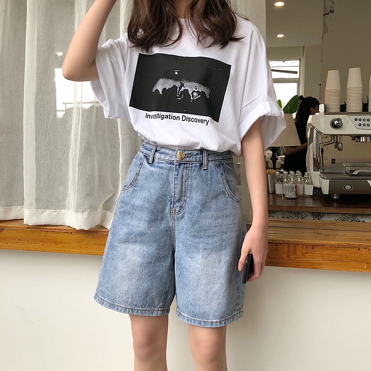 Quần Short Jean Lửng Nữ ngố bò ống rộng MSHA