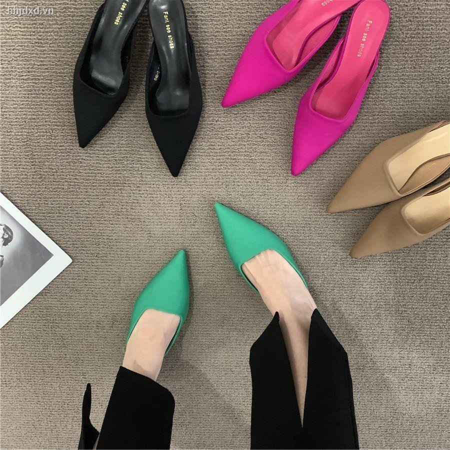 Giày Cao Gót Mũi Nhọn Phong Cách Pháp Thời Trang Xuân Hè Sang Trọng Cho Nữ