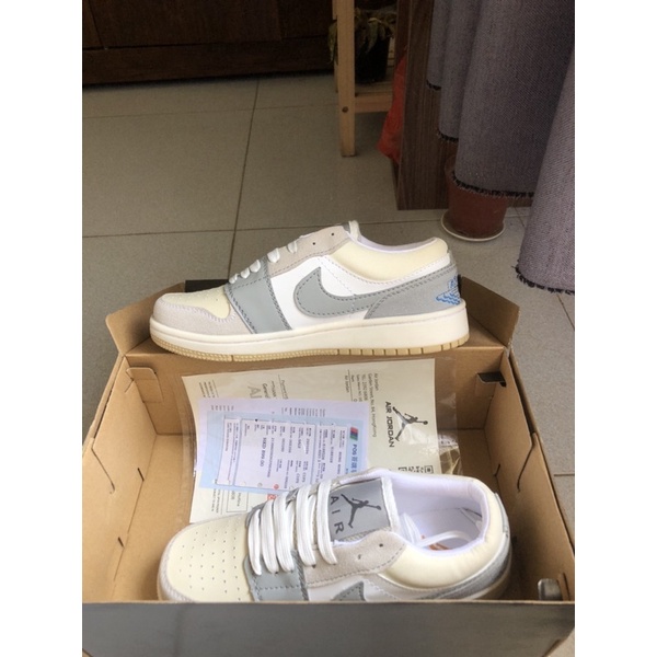 Giày Thể Thao Nam Nữ Jordan Trắng Xám JD1 Cổ Thấp Gót Xanh Thời Trang Full Box Bil | BigBuy360 - bigbuy360.vn