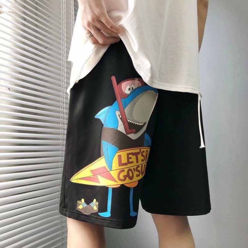 Quần đùi bóng rổ dáng rộng in họa tiết hoạt hình size M-8XL phong cách Hàn Quốc thời trang mùa hè dành cho nam