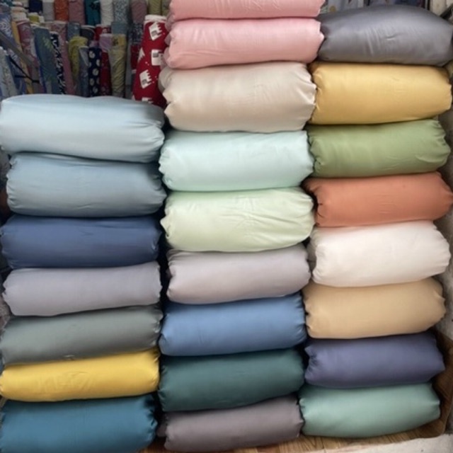 Vải lụa tencel 60s màu trơn cao cấp, khổ lớn 2m5 chuyên dùng may chăn ga gối