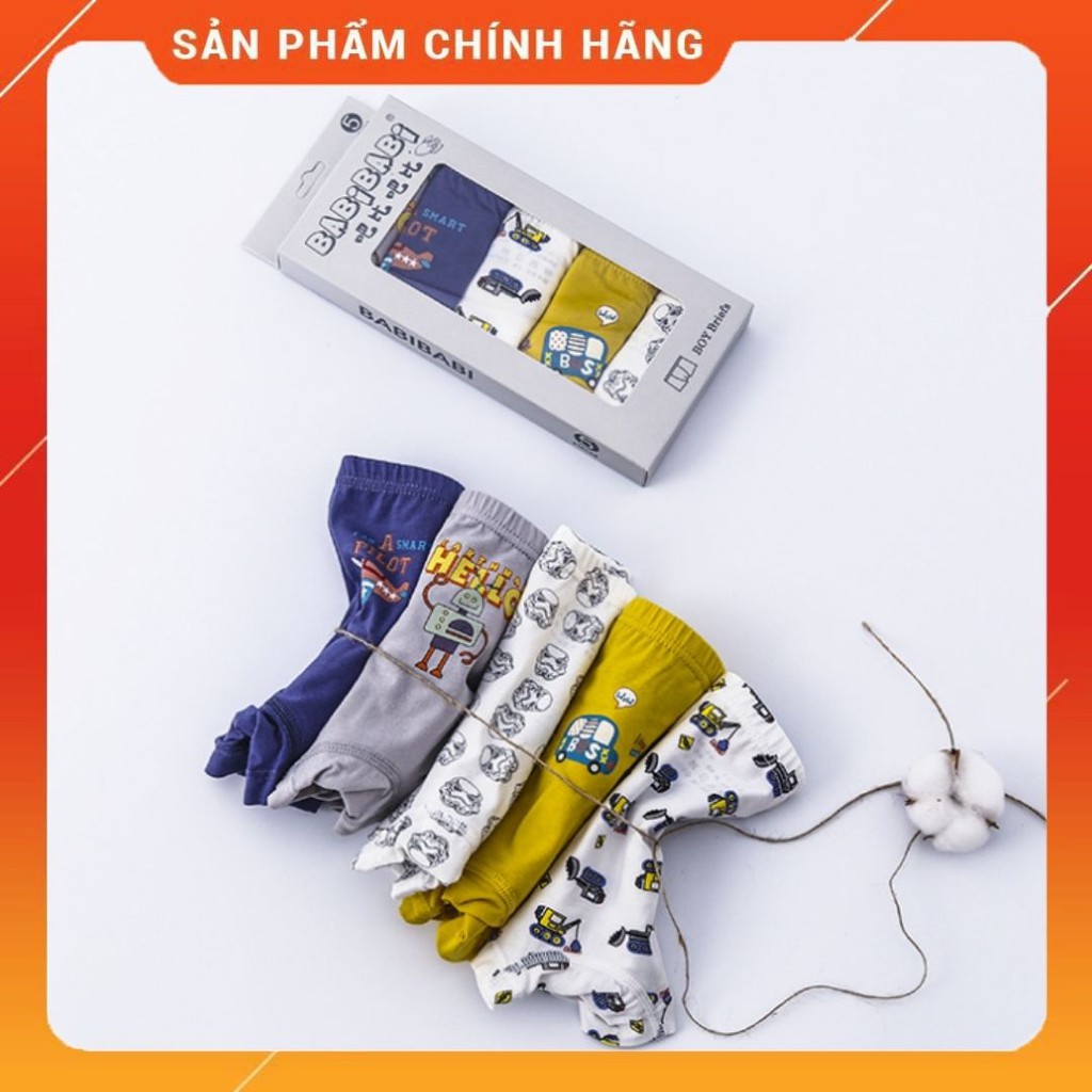 Set 5 Quần Chíp Đùi BABIBABI Chính Hãng 100% Cottong Cao Cấp Cho Bé Trai Và Bé Gái Quần Lót Cho Bé Họa Tiết Đáng Yêu