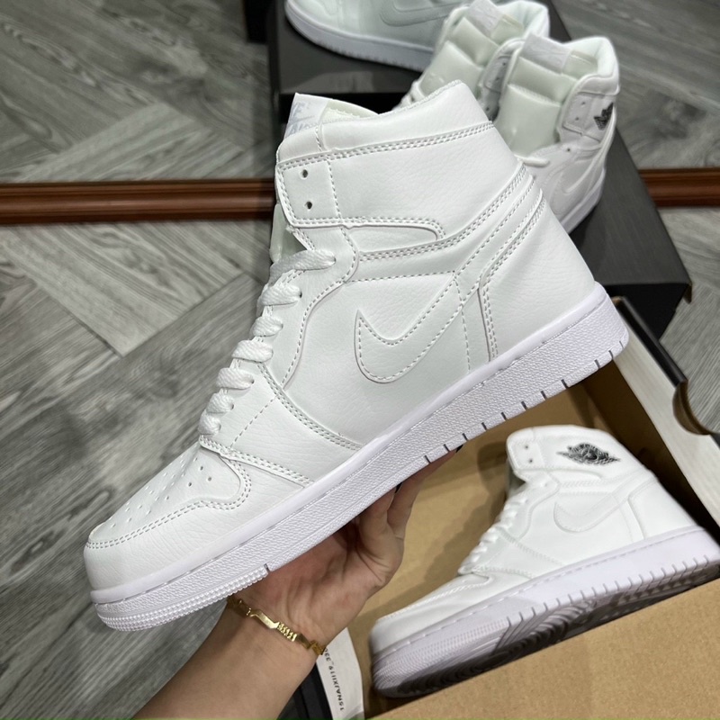 Giày Jordan trắng full cổ cao, giày JD 1 white hight cao cổ cao cấp mới full box bảo vệ