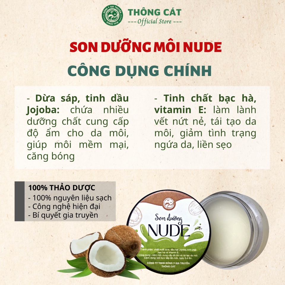 Son Dưỡng Nude THÔNG CÁT HCM Son dưỡng môi giúp mềm môi, cung cấp độ ẩm, tái tạo da môi làm môi luôn mềm mọng