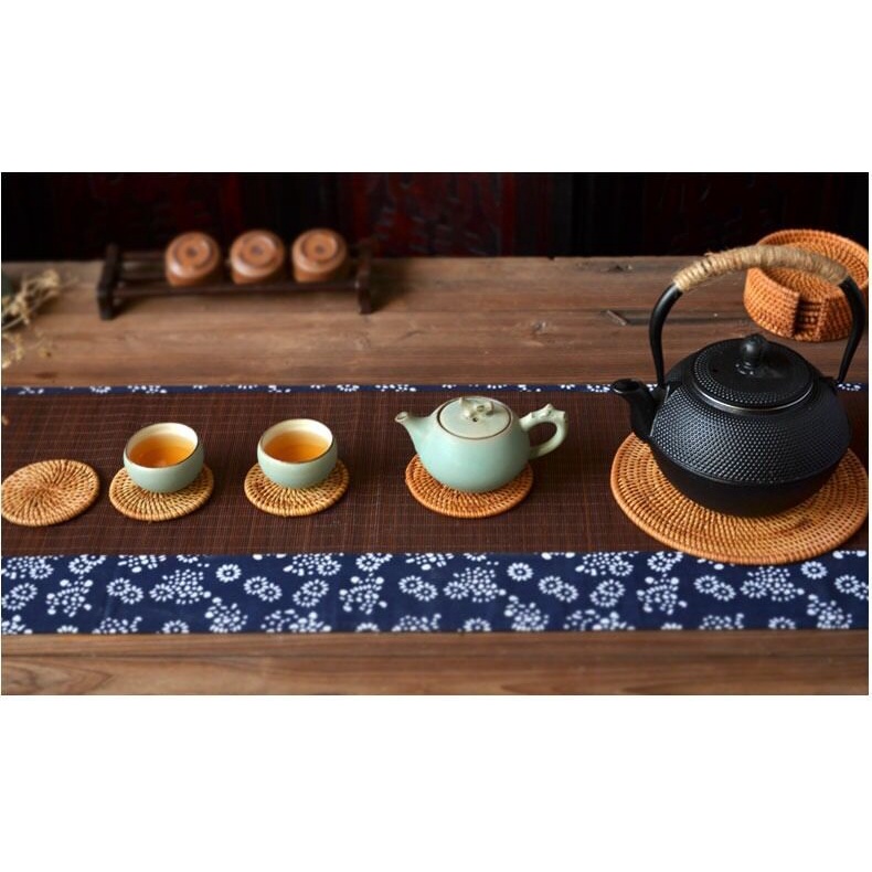 💎 SALE 💎Các Mẫu Đế Mây Tre Đan Kê Lót Ấm Trà Và Chén Trà Nhiều Kích Thước