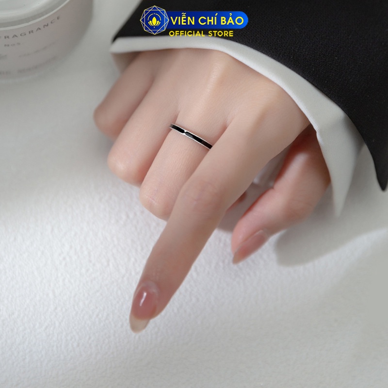 Nhẫn bạc nữ đá đen đơn giản chất liệu bạc 925 thời trang phụ kiện trang sức nữ thương hiệu Viễn Chí Bảo N000712
