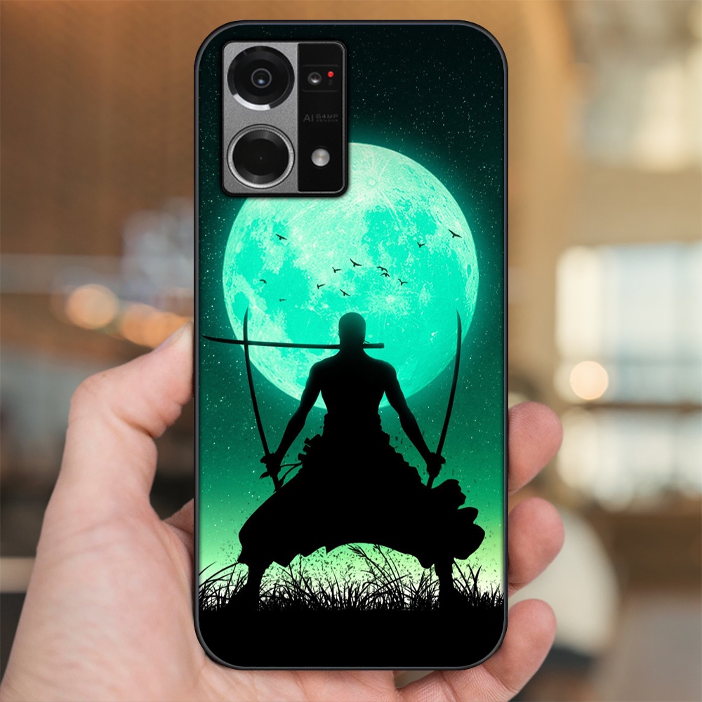 Ốp lưng Oppo Reno 7 4G viền đen in hình Zoro One Piece