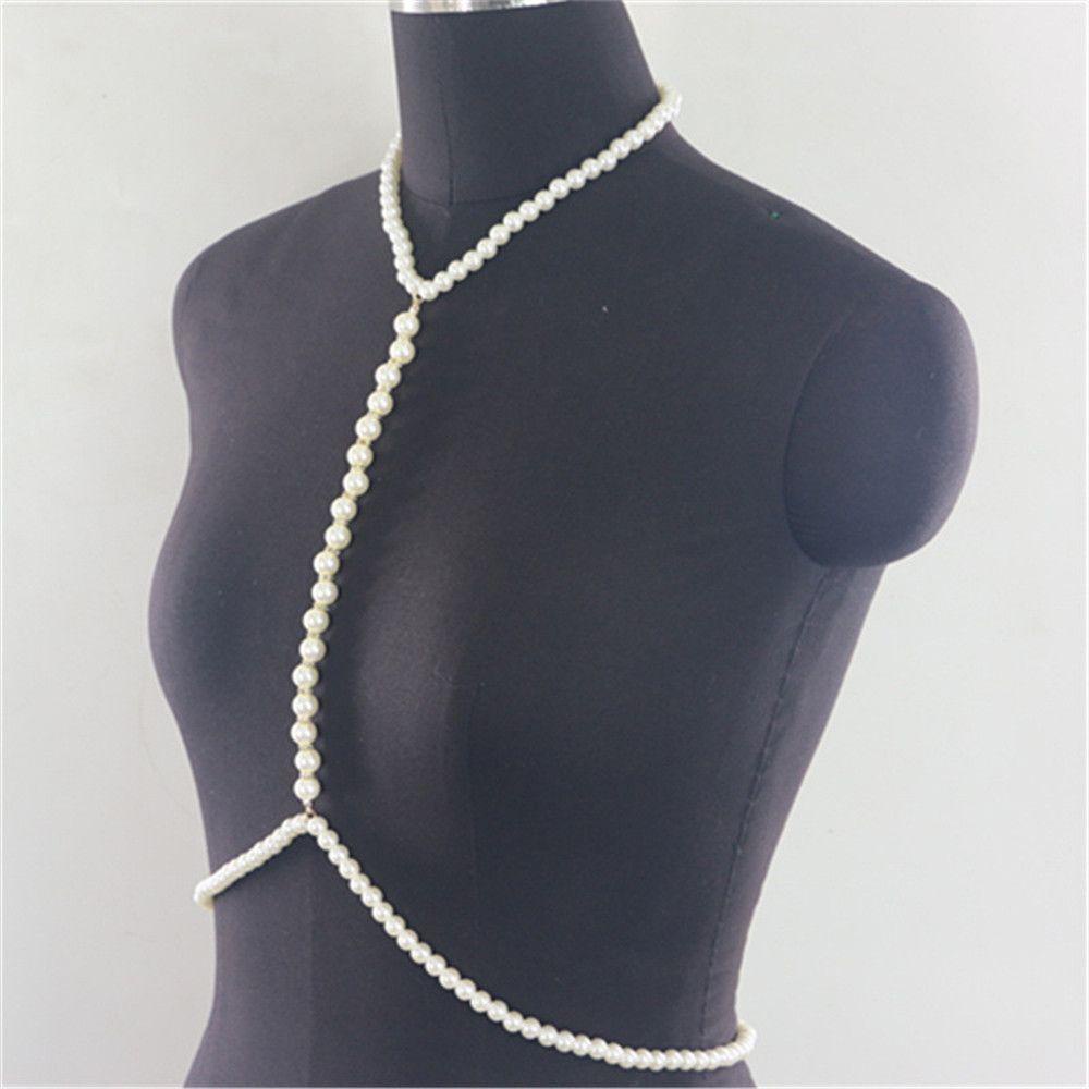 ✣HS✣ Beach Pearl Body Chain Party Necklace Bra Chest Chain Harness Women Jewelry Gift Delicate Accessories Sexy Belly Waist Chain Decoration Charm