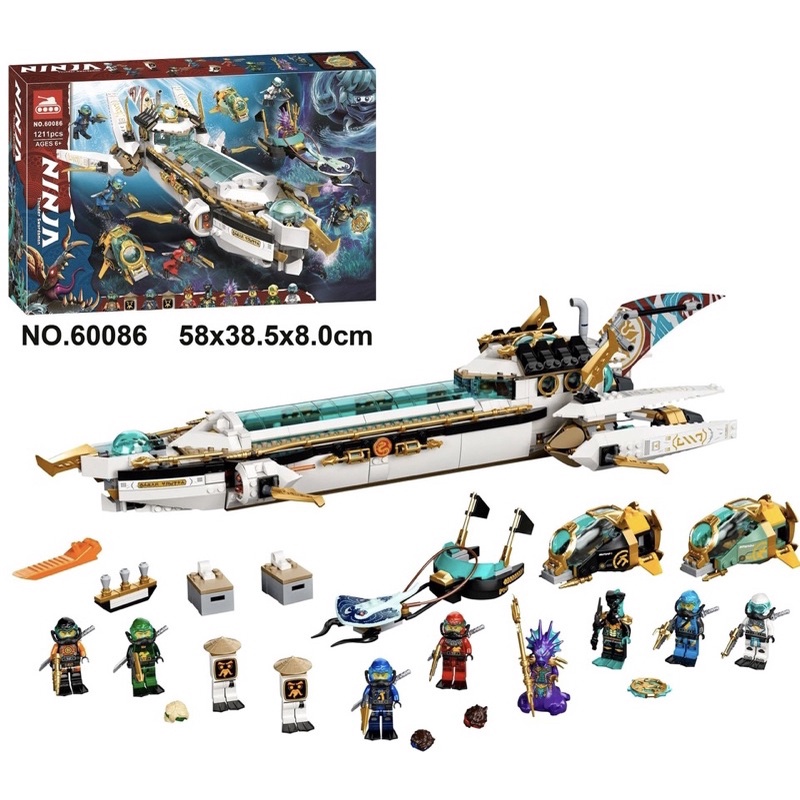 Lắp ráp Ninjago 60086 / 61110 / MG861 Chiến hạm Hydro Bounty 1.211 pcs / 611pcs / 607pcs