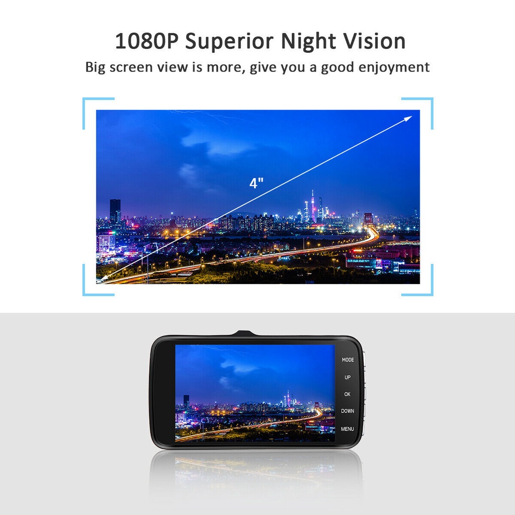 ⚡️FREESHIP⚡️CAMERA HÀNH TRÌNH Ô TÔ TRƯỚC SAU, 4 INCH IPS, ỐNG KÍNH KÉP, FUll HD 1080P, SIÊU NÉT