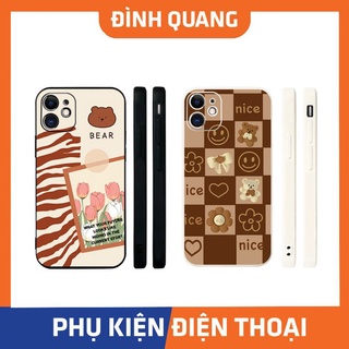 Ốp lưng iphone cạnh vuông gấu hoa 6/6plus/6s/6splus/7/7plus/8/8plus/x/xs/11/12/pro/max/plus/promax - ĐQ Store