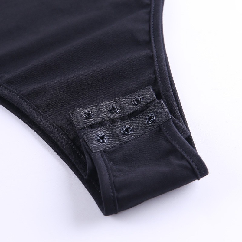 Bodysuit áo liền thân đen chất liệu co dãn mặc dã ngoại phong cách gợi cảm