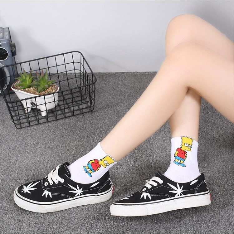 Vớ Cotton Cổ Thuyền In Họa Tiết Hoạt Hình Phong Cách Hàn Quốc Thời Trang Cho Học Sinh