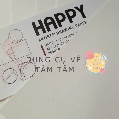 -Giấy Vẽ Happy 200gsm/160gsm A5/A4/A3 Xấp 10 tờ -