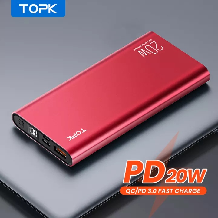 Sạc Dự Phòng Sạc Nhanh TOPK I1007P 20W PD QC3.0 10000mAh Hiển Thị Màn Hình Điện Tử