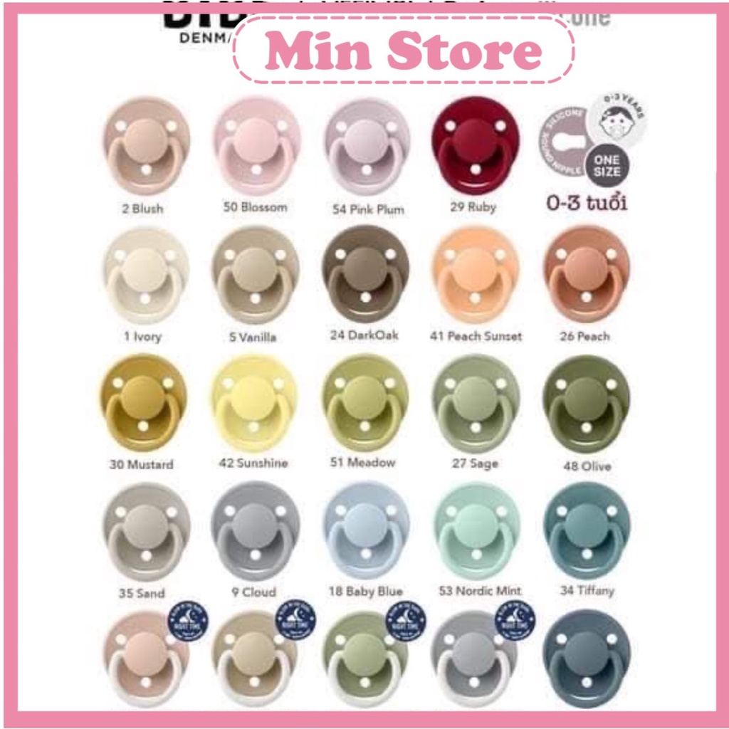 Ti giả Bibs Delux Silicon Đan Mạch chính hãng size 0-36m tại Hà Nội HCM- Tặng kèm đựng ti, ti giả Bibs chính hãng cho bé