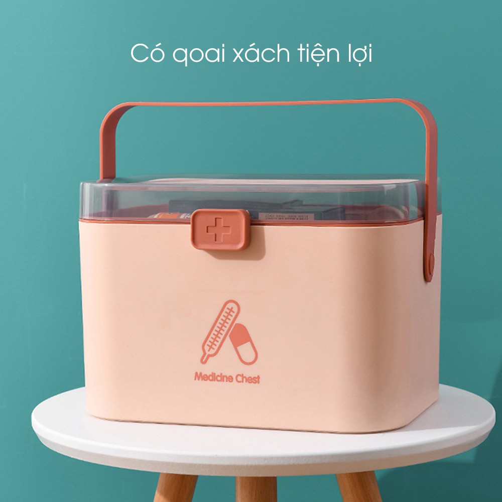Hộp đựng thuốc gia đình, hộp đựng thuốc và dụng cụ y tế mẫu mới size 21X14X15 cm tiện lợi.atruong